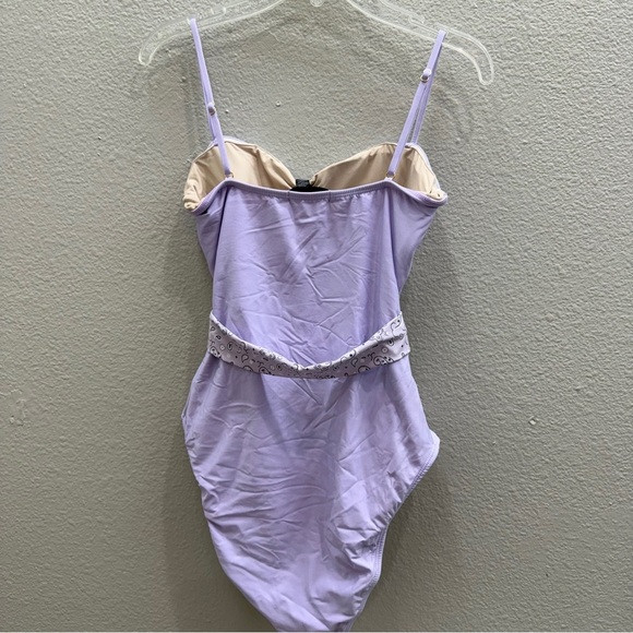 AQUA Bandana Belted One-Piece Swimsuit Size Large Purple New - Picture 5 of 7
